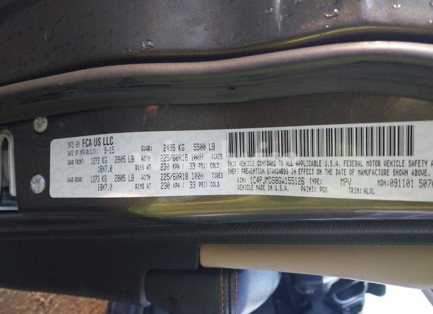 Photo 9 of 2016 Jeep Cherokee LIMITED (VIN 1C4PJMDS8GW155126)