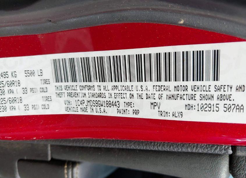 Photo 9 of 2016 Jeep Cherokee LIMITED (VIN 1C4PJMDS9GW188443)