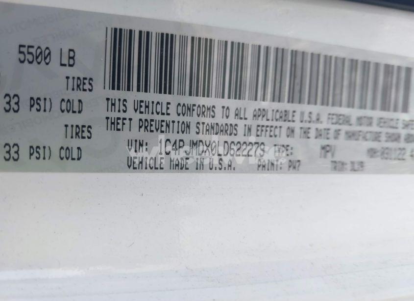 Photo 9 of 2020 Jeep Cherokee LIMITED 4X4 (VIN 1C4PJMDX0LD622279)