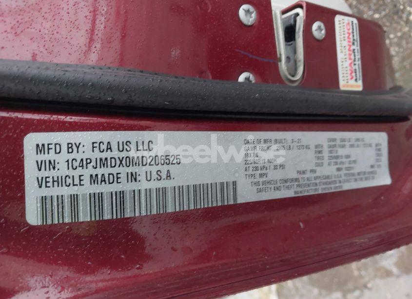 Photo 9 of 2021 Jeep Cherokee LIMITED 4X4 (VIN 1C4PJMDX0MD206525)