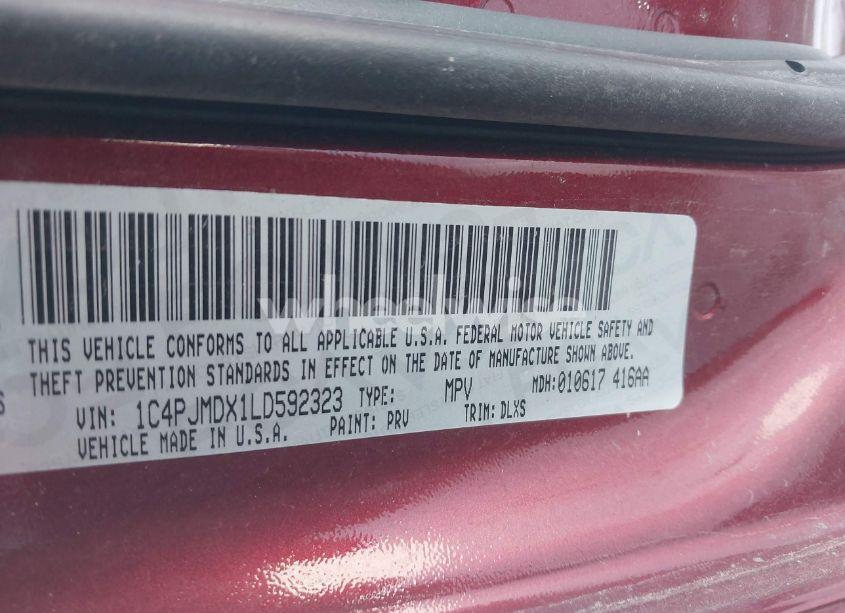 Photo 9 of 2020 Jeep Cherokee LIMITED 4X4 (VIN 1C4PJMDX1LD592323)