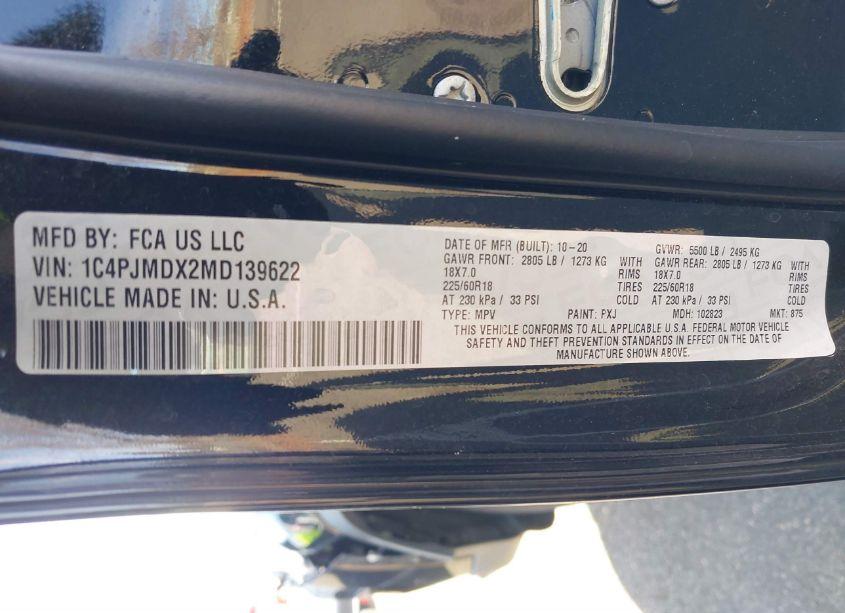 Photo 9 of 2021 Jeep Cherokee LIMITED 4X4 (VIN 1C4PJMDX2MD139622)
