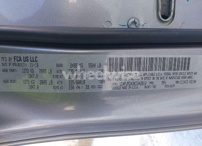 Photo 9 of 2019 Jeep Cherokee LIMITED 4X4 (VIN 1C4PJMDX3KD342810)