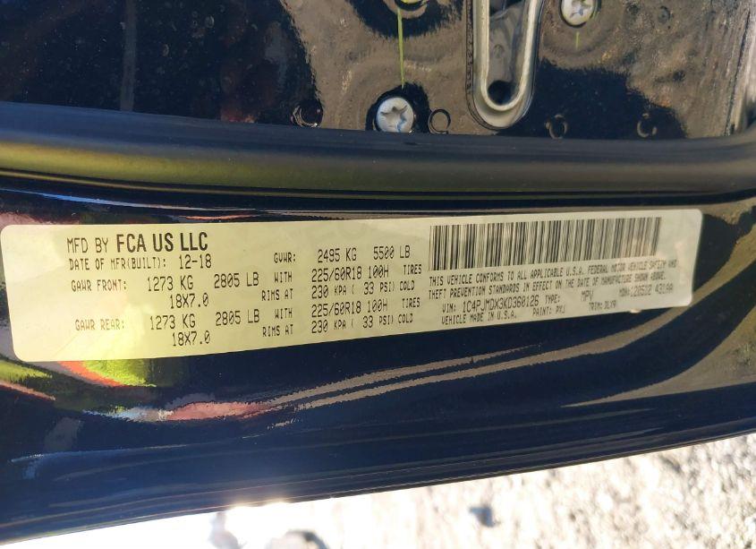 Photo 9 of 2019 Jeep Cherokee LIMITED 4X4 (VIN 1C4PJMDX3KD360126)