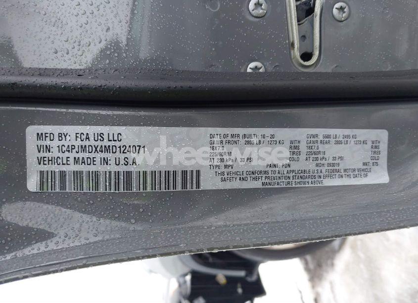 Photo 9 of 2021 Jeep Cherokee LIMITED 4X4 (VIN 1C4PJMDX4MD124071)