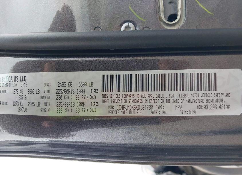 Photo 9 of 2019 Jeep Cherokee LIMITED 4X4 (VIN 1C4PJMDX6KD134730)