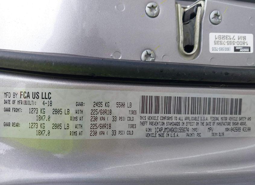 Photo 9 of 2019 Jeep Cherokee LIMITED 4X4 (VIN 1C4PJMDX6KD155674)