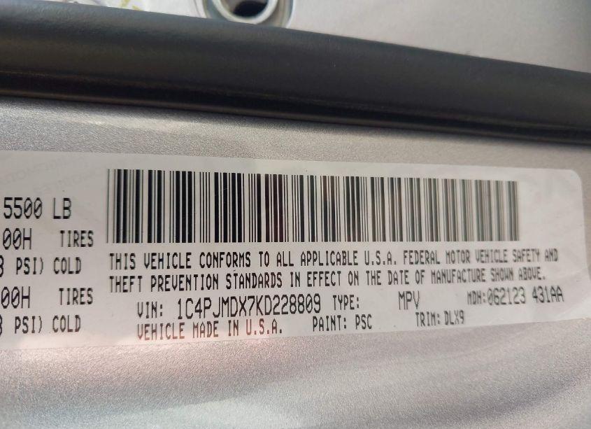 Photo 9 of 2019 Jeep Cherokee LIMITED 4X4 (VIN 1C4PJMDX7KD228809)