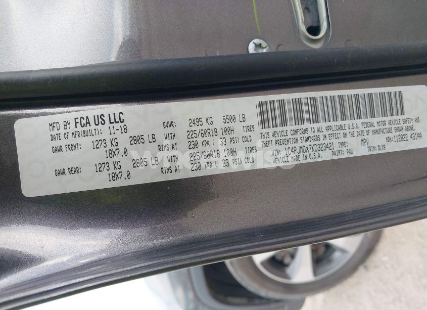 Photo 9 of 2019 Jeep Cherokee LIMITED 4X4 (VIN 1C4PJMDX7KD323421)