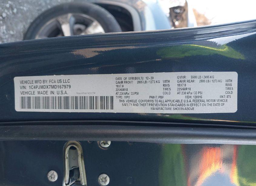 Photo 9 of 2021 Jeep Cherokee LIMITED 4X4 (VIN 1C4PJMDX7MD167979)