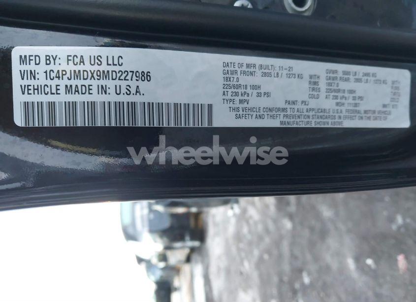 Photo 9 of 2021 Jeep Cherokee LIMITED 4X4 (VIN 1C4PJMDX9MD227986)