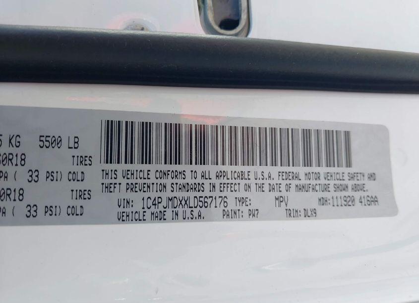 Photo 9 of 2020 Jeep Cherokee LIMITED 4X4 (VIN 1C4PJMDXXLD567176)