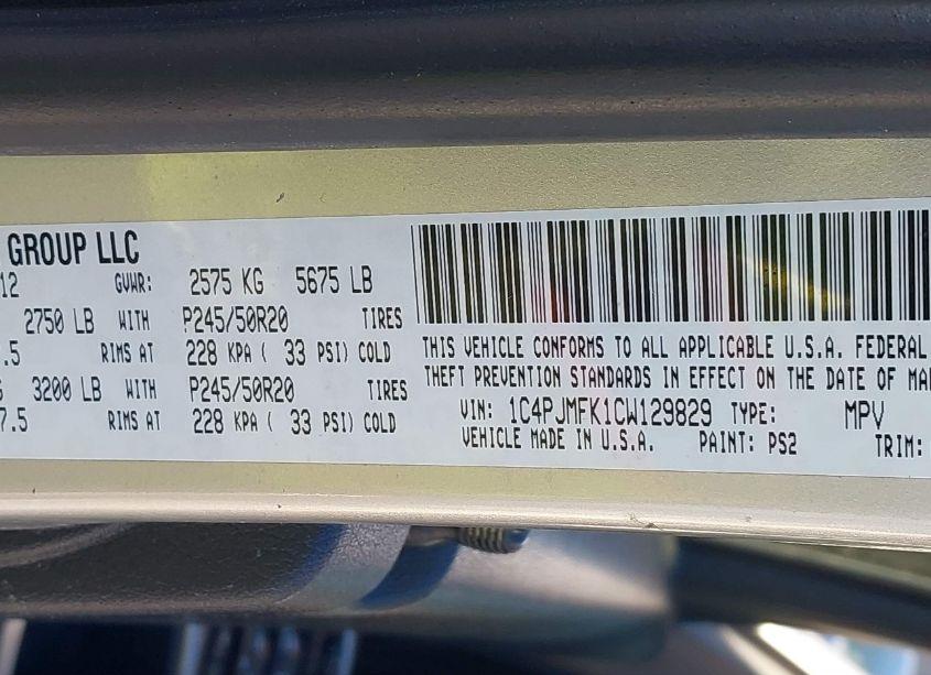 Photo 9 of 2012 Jeep Liberty LIMITED JET EDITION (VIN 1C4PJMFK1CW129829)