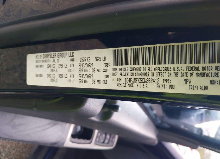 Photo 9 of 2012 Jeep Liberty LIMITED JET EDITION (VIN 1C4PJMFK5CW202412)