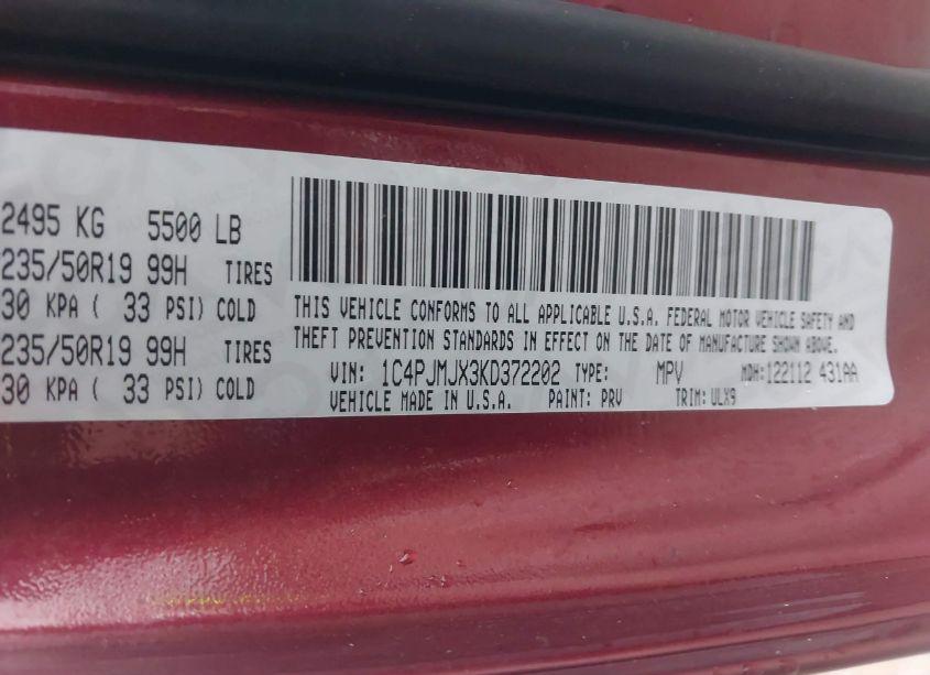 Photo 9 of 2019 Jeep Cherokee OVERLAND 4X4 (VIN 1C4PJMJX3KD372202)