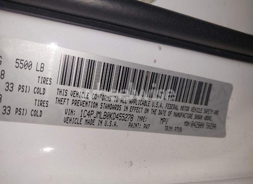 Photo 9 of 2019 Jeep Cherokee ALTITUDE 4X4 (VIN 1C4PJMLB0KD455278)