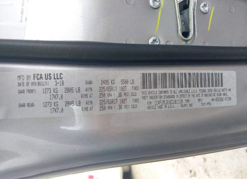 Photo 9 of 2019 Jeep Cherokee LATITUDE PLUS 4X4 (VIN 1C4PJMLB1KD181119)