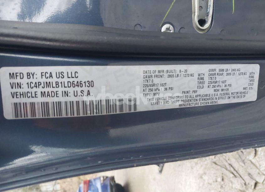 Photo 9 of 2020 Jeep Cherokee LATITUDE PLUS 4X4 (VIN 1C4PJMLB1LD646130)