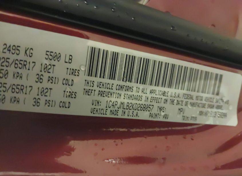 Photo 9 of 2019 Jeep Cherokee LATITUDE PLUS 4X4 (VIN 1C4PJMLB2KD268057)