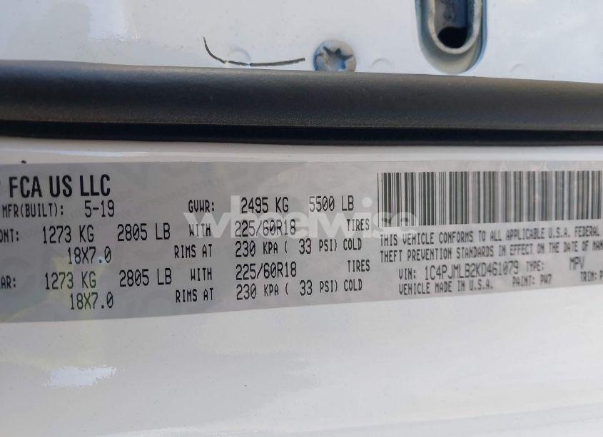 Photo 9 of 2019 Jeep Cherokee ALTITUDE 4X4 (VIN 1C4PJMLB2KD461079)