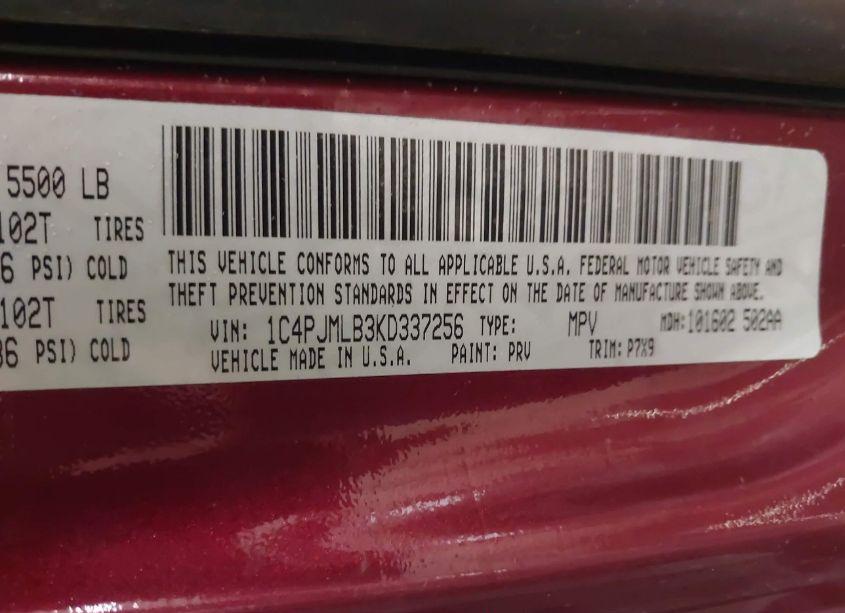 Photo 9 of 2019 Jeep Cherokee LATITUDE PLUS 4X4 (VIN 1C4PJMLB3KD337256)