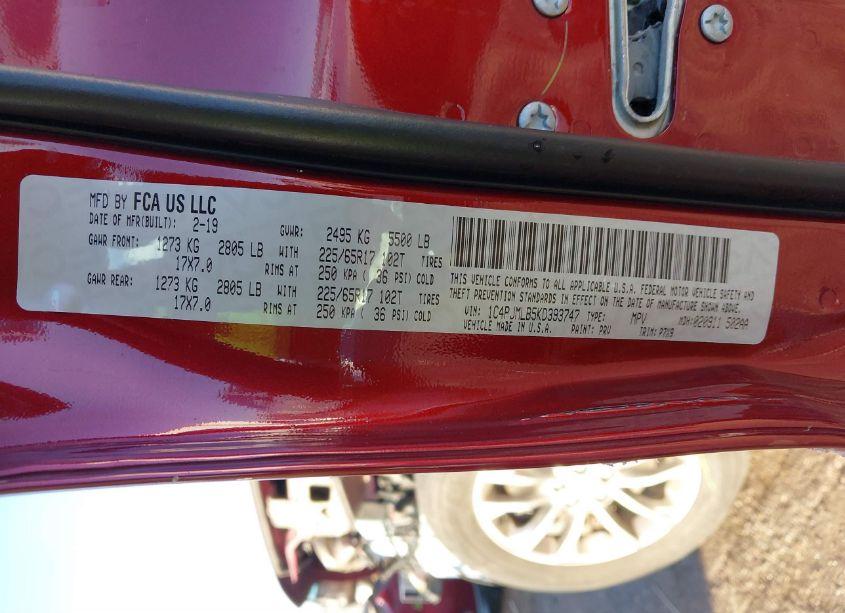 Photo 9 of 2019 Jeep Cherokee LATITUDE PLUS 4X4 (VIN 1C4PJMLB5KD393747)