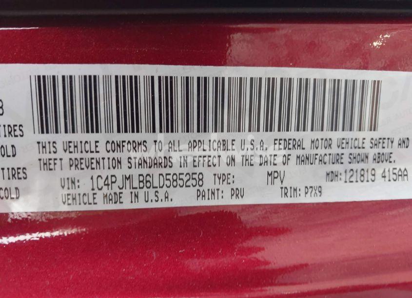 Photo 9 of 2020 Jeep Cherokee LATITUDE PLUS 4X4 (VIN 1C4PJMLB6LD585258)