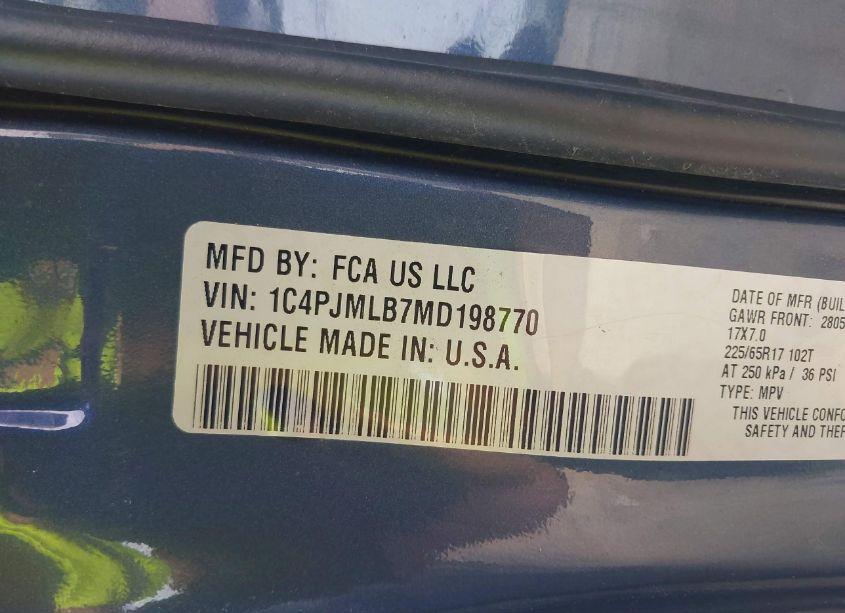 Photo 9 of 2021 Jeep Cherokee LATITUDE PLUS 4X4 (VIN 1C4PJMLB7MD198770)