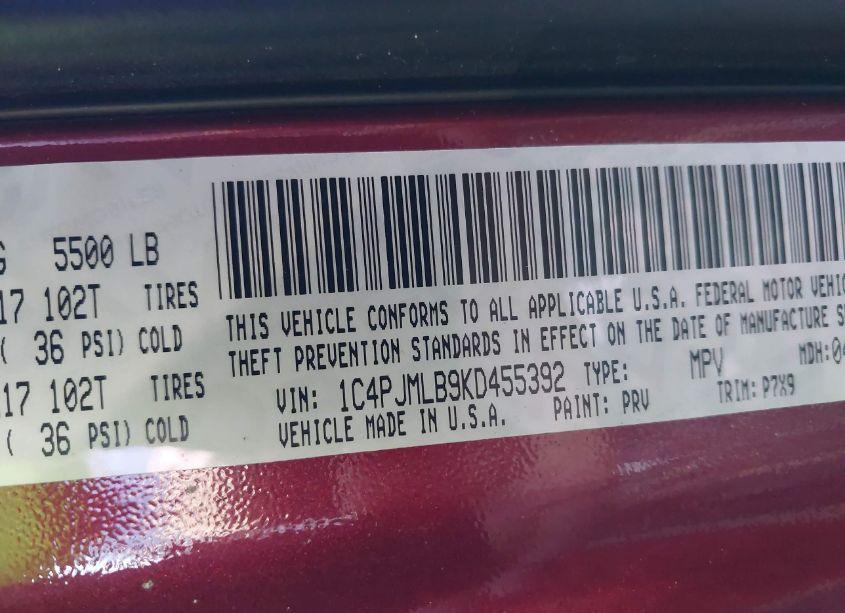 Photo 9 of 2019 Jeep Cherokee LATITUDE PLUS 4X4 (VIN 1C4PJMLB9KD455392)