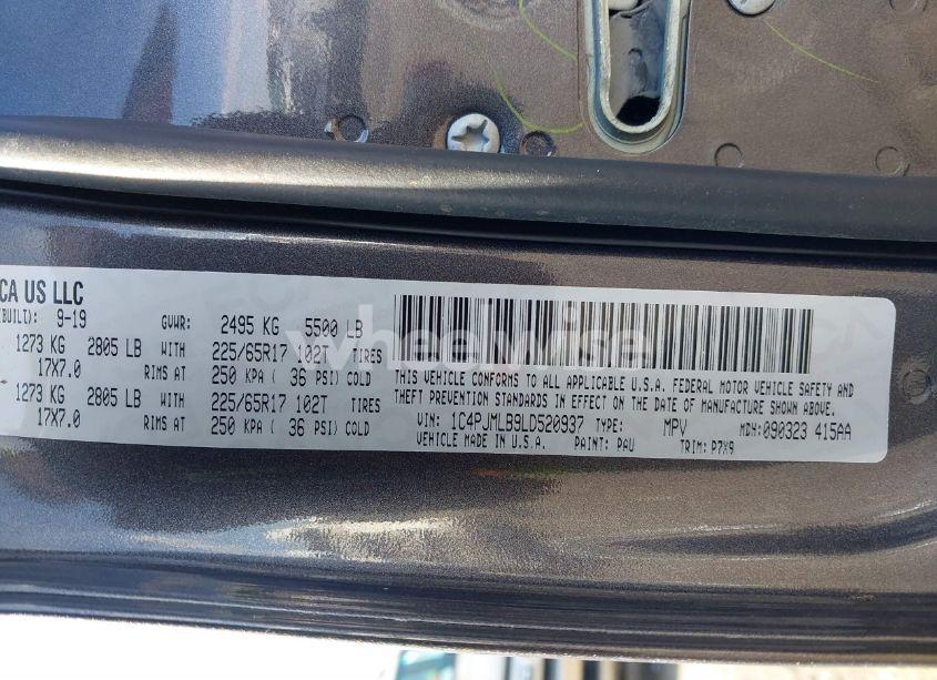 Photo 9 of 2020 Jeep Cherokee LATITUDE PLUS 4X4 (VIN 1C4PJMLB9LD520937)