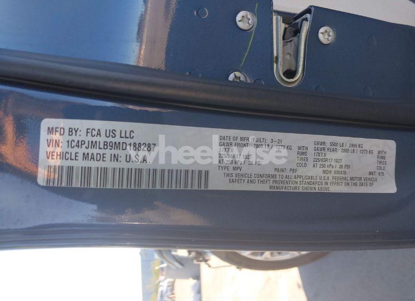 Photo 9 of 2021 Jeep Cherokee LATITUDE PLUS 4X4 (VIN 1C4PJMLB9MD188287)