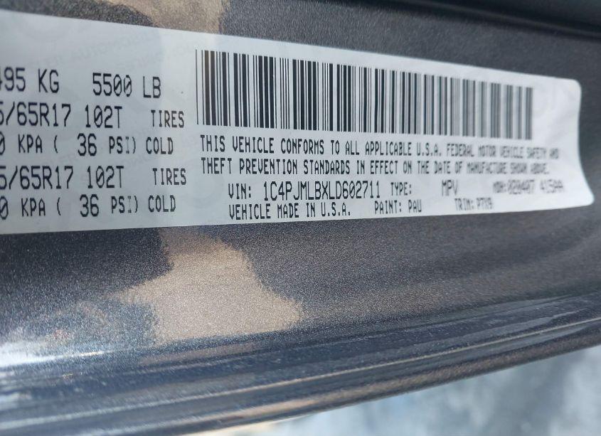 Photo 9 of 2020 Jeep Cherokee LATITUDE PLUS 4X4 (VIN 1C4PJMLBXLD602711)