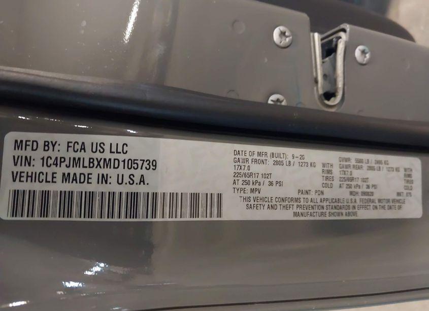 Photo 9 of 2021 Jeep Cherokee LATITUDE PLUS 4X4 (VIN 1C4PJMLBXMD105739)