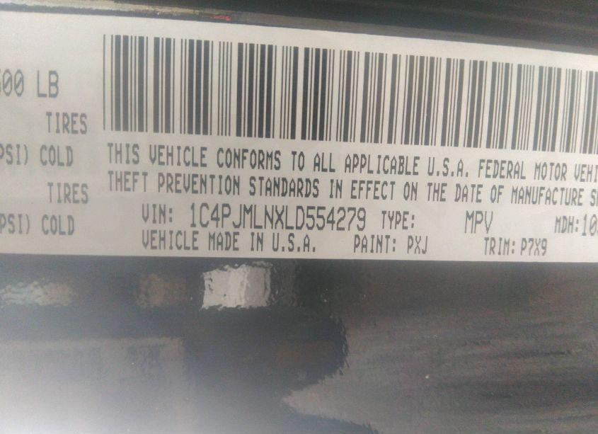 Photo 9 of 2020 Jeep Cherokee ALTITUDE 4X4 (VIN 1C4PJMLNXLD554279)