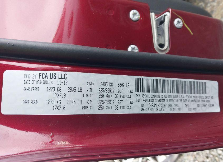 Photo 9 of 2019 Jeep Cherokee LATITUDE PLUS 4X4 (VIN 1C4PJMLX7KD371180)