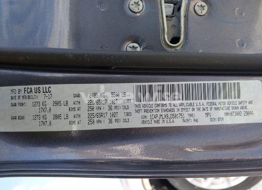 Photo 9 of 2018 Jeep Cherokee LATITUDE PLUS 4X4 (VIN 1C4PJMLX9JD501751)