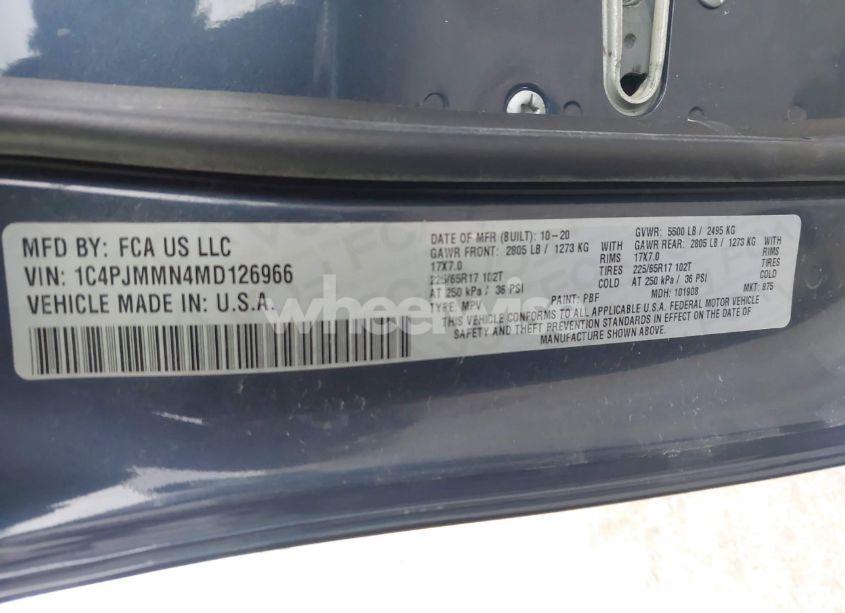 Photo 9 of 2021 Jeep Cherokee LATITUDE LUX 4X4 (VIN 1C4PJMMN4MD126966)