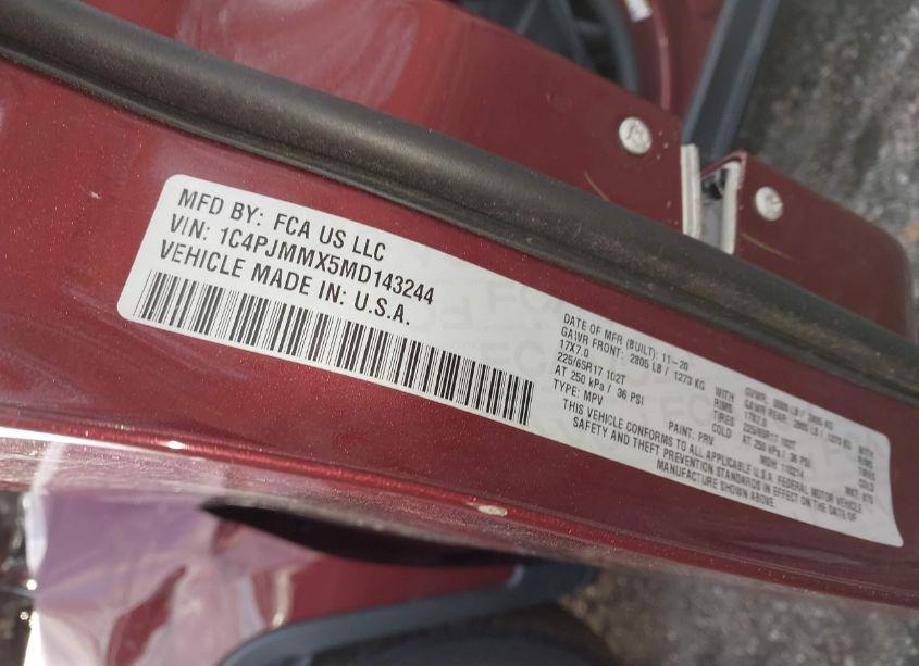 Photo 9 of 2021 Jeep Cherokee LATITUDE LUX 4X4 (VIN 1C4PJMMX5MD143244)