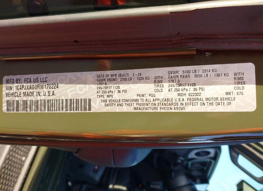 Photo 9 of 2024 Jeep Wrangler 2-DOOR SPORT S 4X4 (VIN 1C4PJXAG0RW170224)