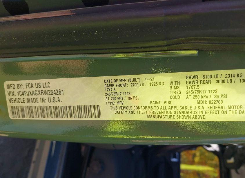 Photo 9 of 2024 Jeep Wrangler 2-DOOR SPORT 4X4 (VIN 1C4PJXAGXRW254261)