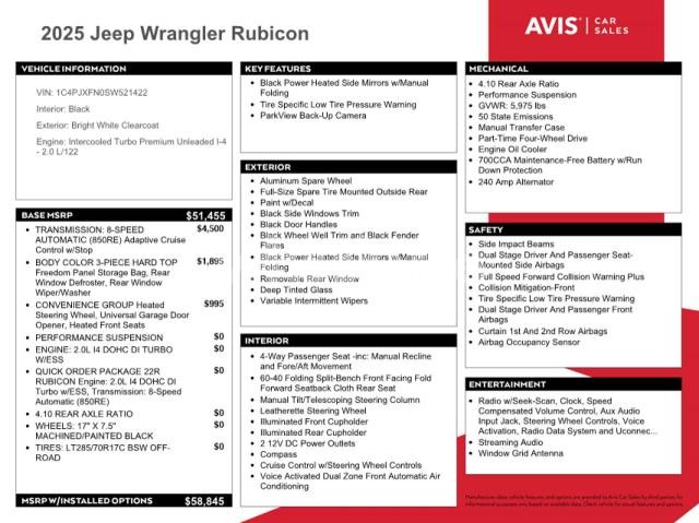 Photo 8 of 2025 JEEP WRANGLER RUBICON N/A (VIN 1C4PJXFN0SW521422)