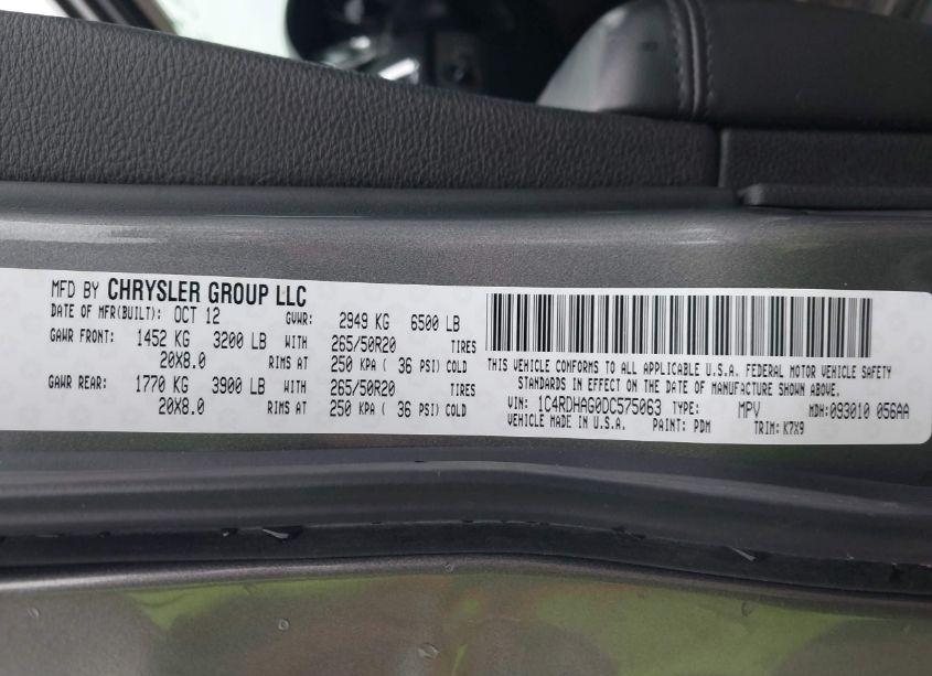 Photo 9 of 2013 Dodge Durango SXT (VIN 1C4RDHAG0DC575063)