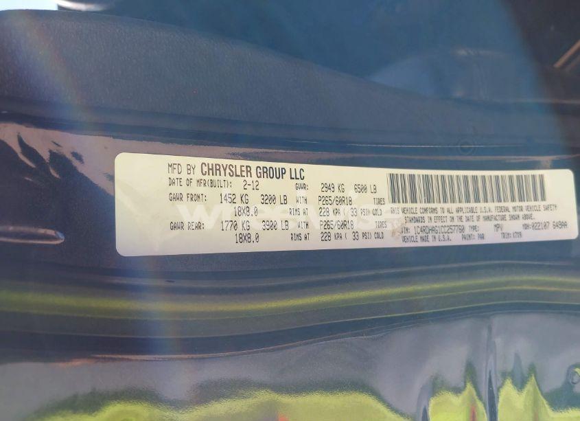 Photo 9 of 2012 Dodge Durango SXT (VIN 1C4RDHAG1CC257760)