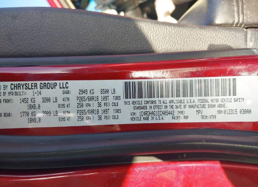 Photo 9 of 2014 Dodge Durango SXT (VIN 1C4RDHAG1EC405442)