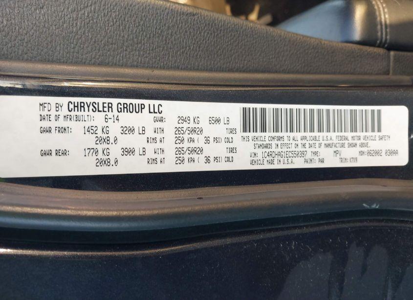 Photo 9 of 2014 Dodge Durango SXT (VIN 1C4RDHAG1EC550397)