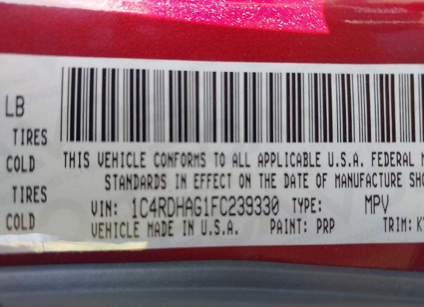 Photo 9 of 2015 Dodge Durango SXT (VIN 1C4RDHAG1FC239330)