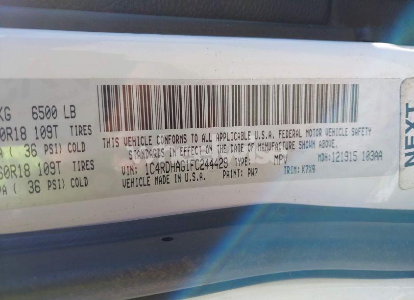 Photo 9 of 2015 Dodge Durango SXT (VIN 1C4RDHAG1FC244429)