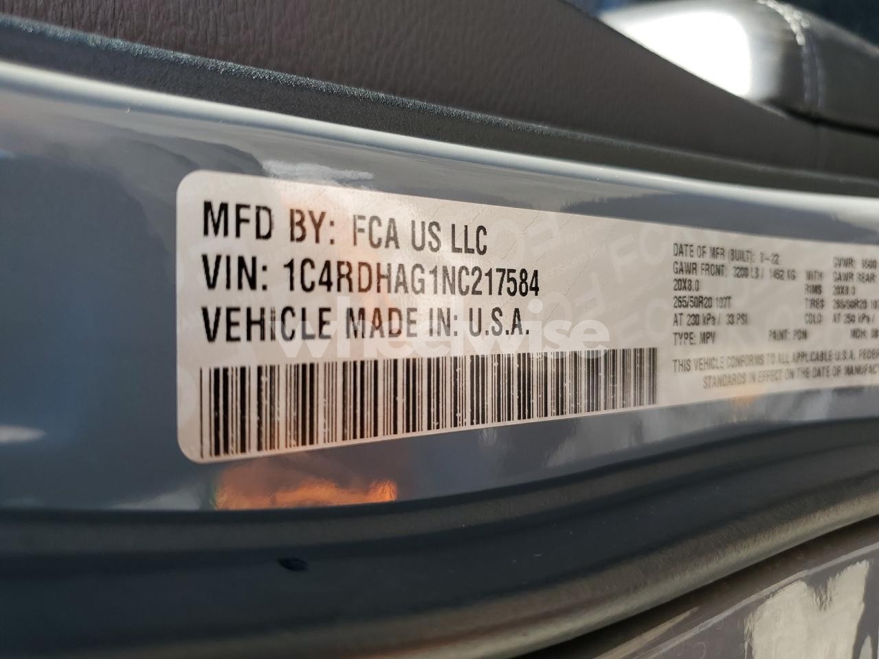 Photo 13 of 2022 DODGE DURANGO SXT (VIN 1C4RDHAG1NC217584)