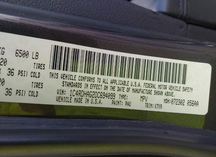 Photo 9 of 2013 Dodge Durango SXT (VIN 1C4RDHAG2DC694099)