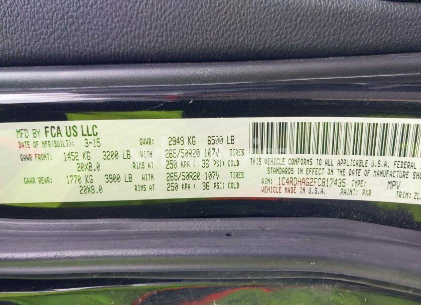 Photo 9 of 2015 Dodge Durango SXT (VIN 1C4RDHAG2FC817435)